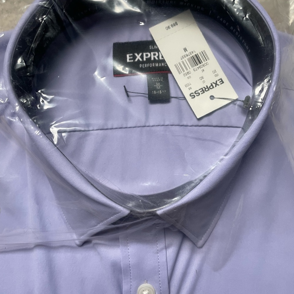 Express Men’s Classic Stretch Performance Dress Shirt (M, purple)